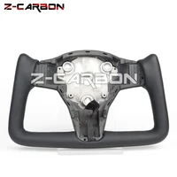 yoke carbon fiber steering wheel for tesla model 3 y 2016 2022 smooth leather modified car interior accessories
