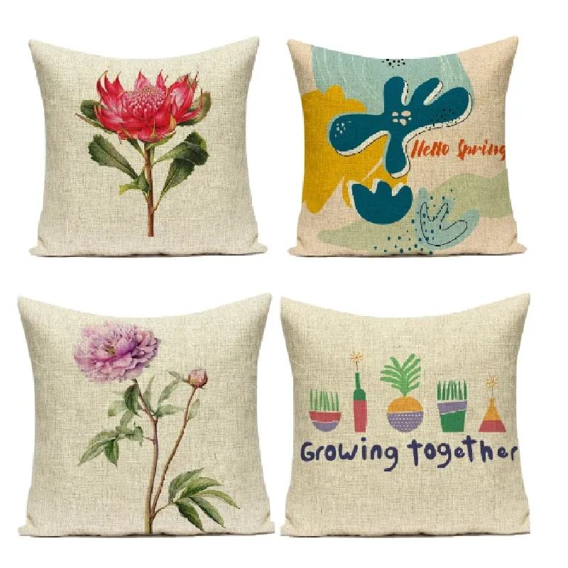

Square Cushion Filling 45x45 Coussin Canapé Print Home Decor Living Room Retro Nordic Floral Cushion for Sofa Plant Covers E2148