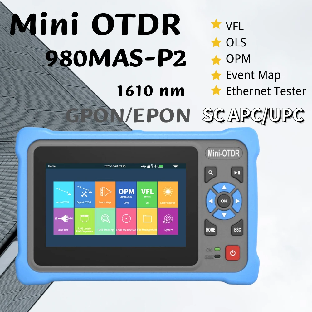 Высокоточный 1610 нм Мини OTDR с VFL OLS OPM карта событий тестер Ethernet GPON EPON xPON волокна