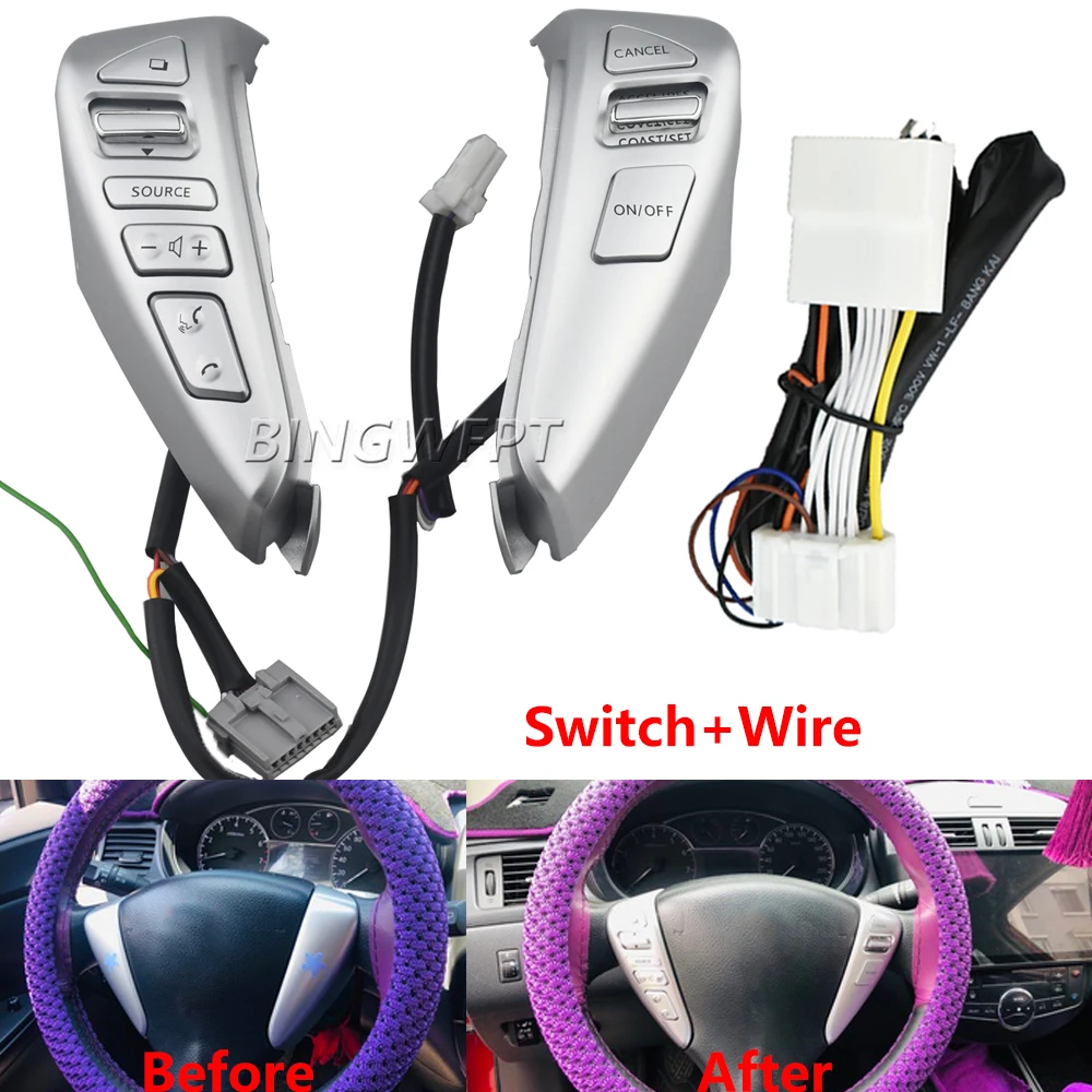 Фото Переключатель круиз-контроля на рулевом колесе для Nissan/TIIDA/SENTRA/Livina/SUNNY/ALMERA/ VERSA, кнопочный переключатель, автомобильные аксессуары №1