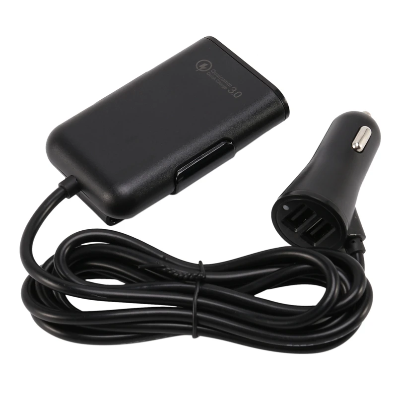 

4-портовый USB-концентратор для автомобильного зарядного устройства, адаптер для переднего и заднего сиденья с удлинительным кабелем 6 футов,...