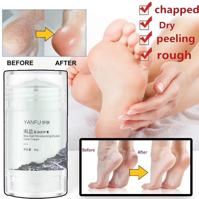 

Sea Salt Anti-Dry Cracked Foot Cream Cracked Heels Repair Cream Exfoliating Moisturizing Hand and Foot Mask Care Home Care