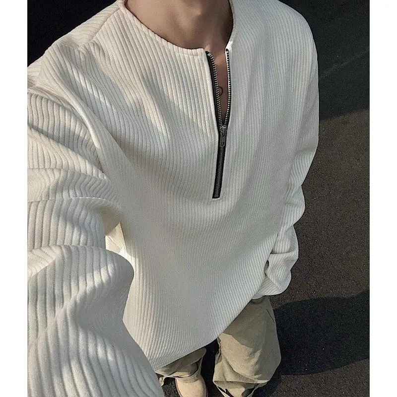 Серый свитер Cleanfit на полумолнии мужской зимний свободный Advanced Sense американский