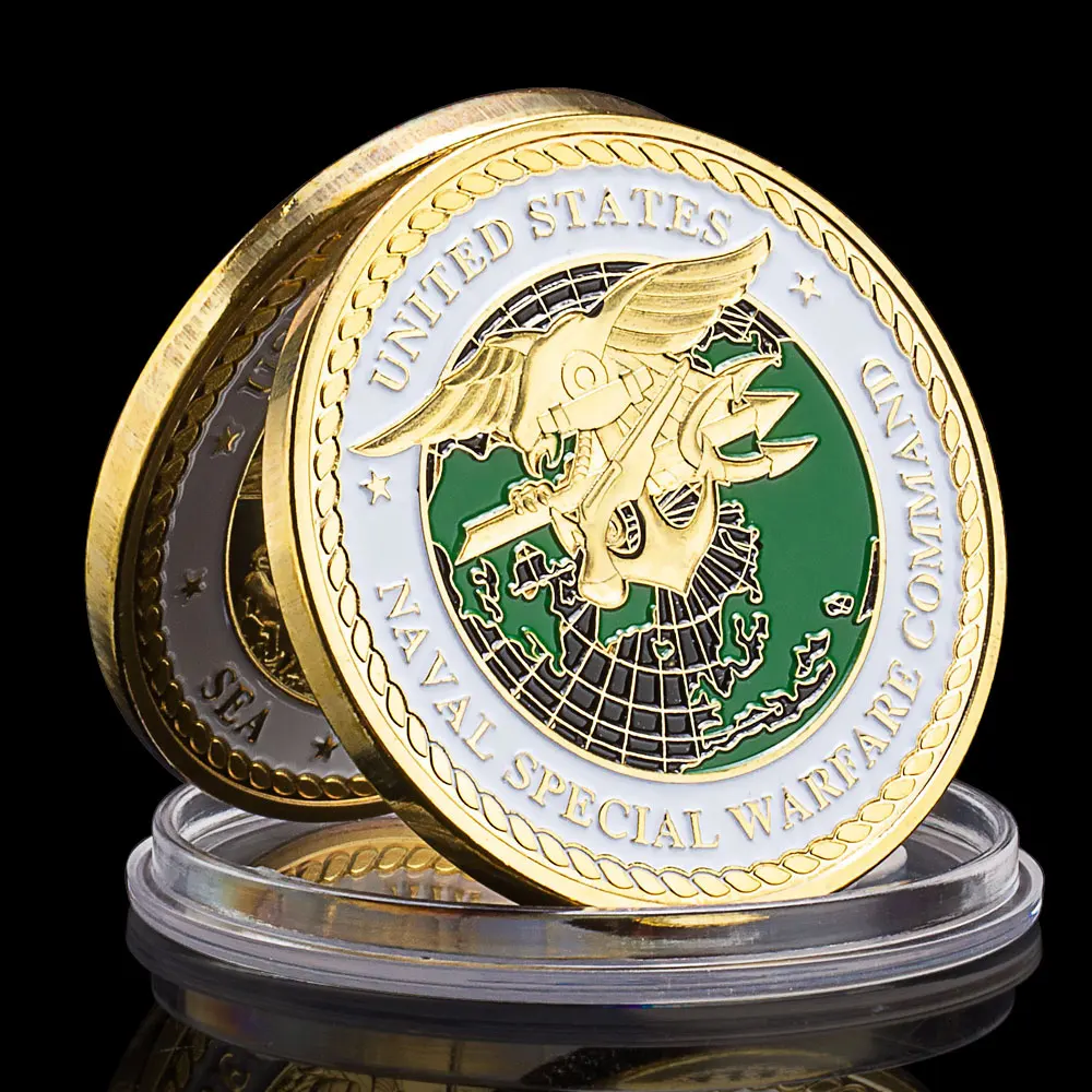 

United States Naval Special Warfare Command Navy Seals Collectible Golad Plated Souvenir Coin Commemorative Coin Challenge Coin