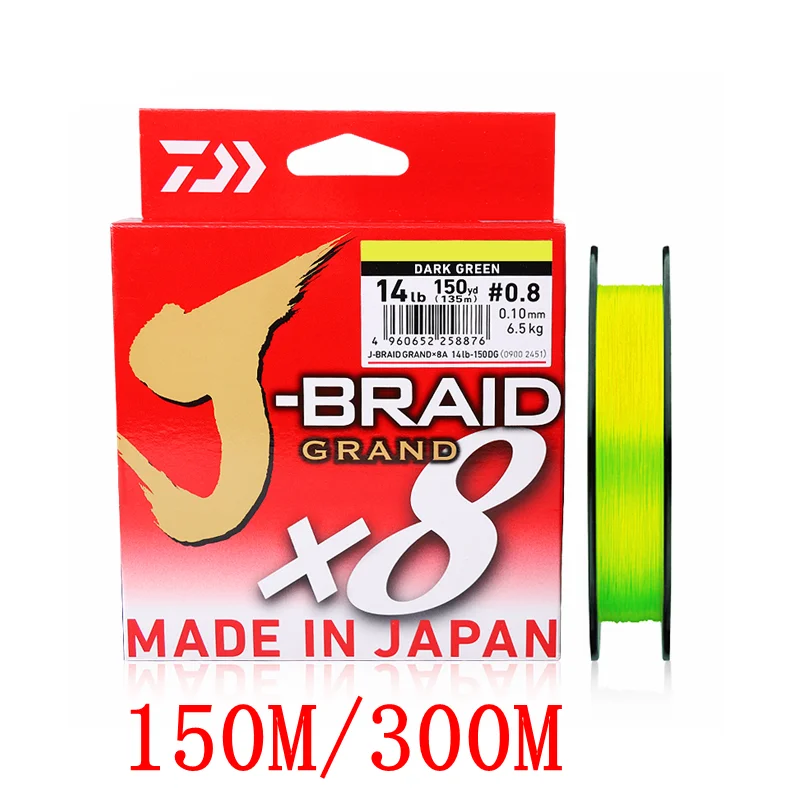 

J-BRAID GRAND X8 150M/300M Braided fishing line PE GREEN CHARTREUSE GREEN MULTI COLOR Made in Japan