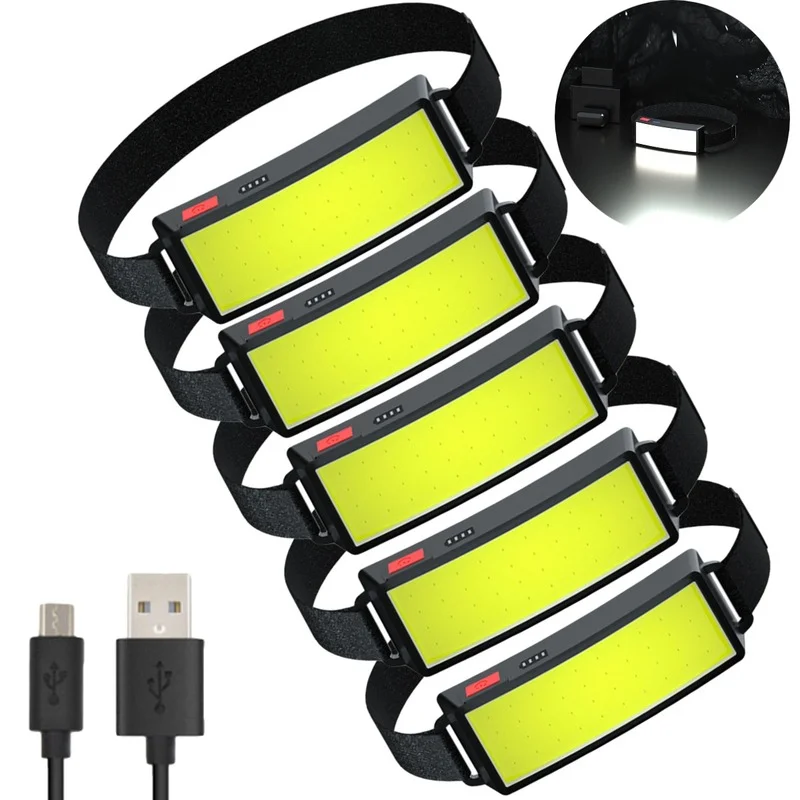

Headlamp Outdoor Portable Mini COB LED Headlight With Built-in Battery Flashlight USB Rechargeable Head Lamp Torch Work Light