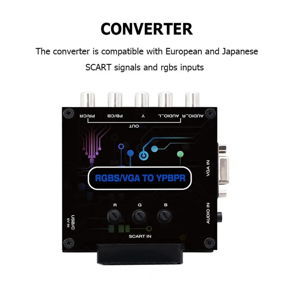 

Transcoder Converter Durable Anti-inference Compact RGBS to Color Difference Component Converter Game Console Accessories