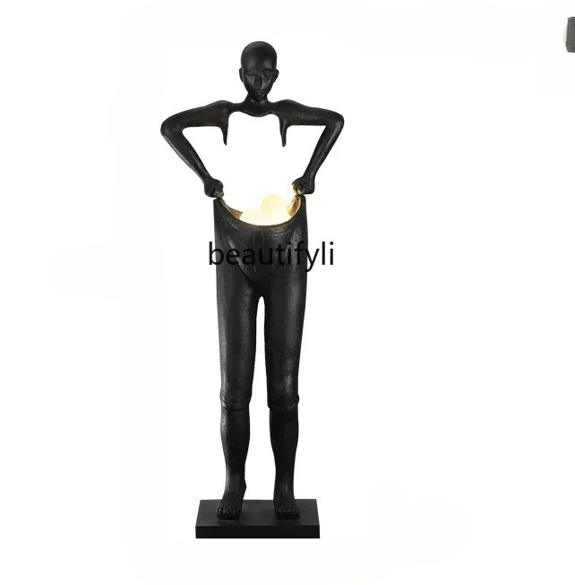 Figure installation Floor-to-ceiling large ornament Abstract pants sculpture Modern sales office Hotel lobby