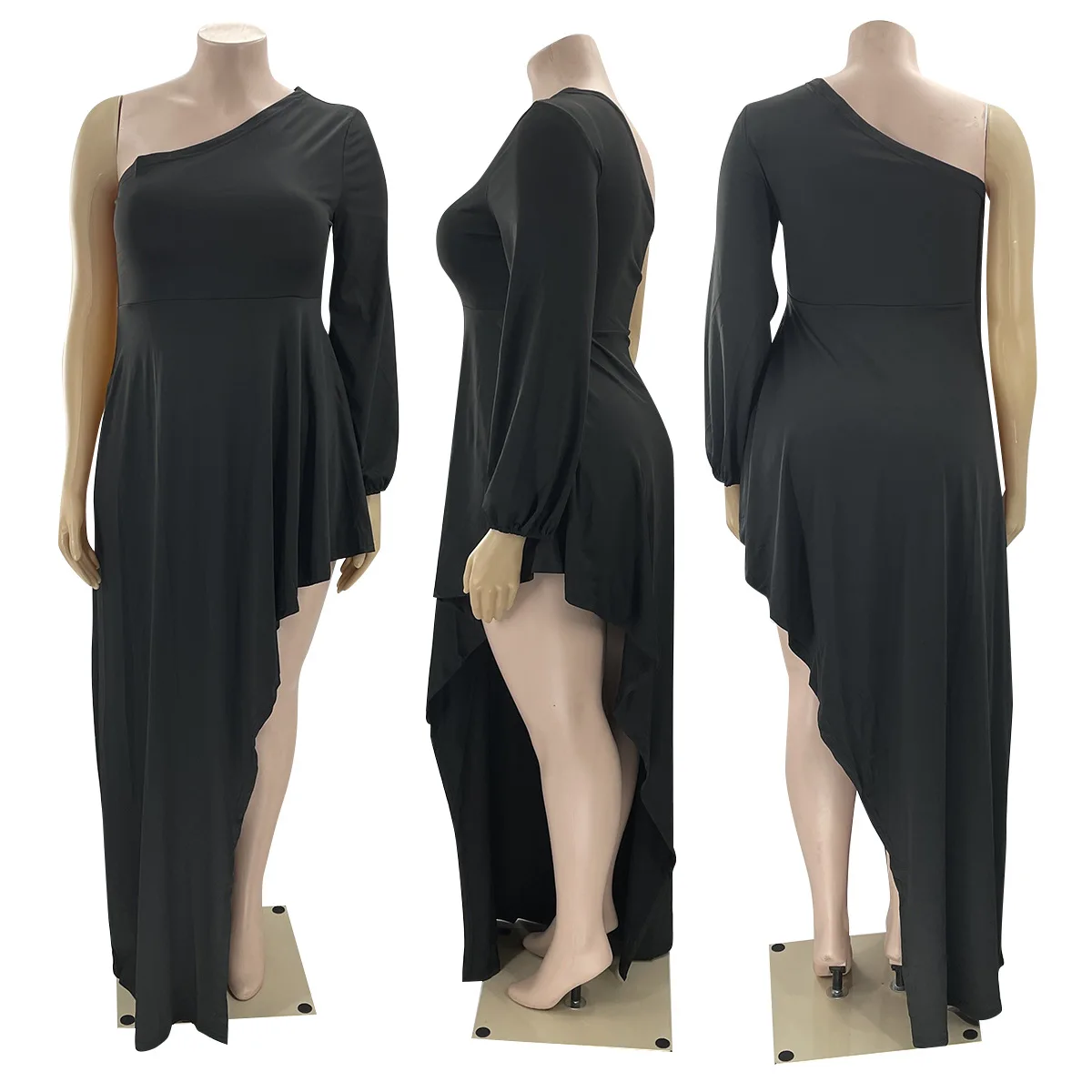 Plus Size Elegant Pretty Dress Women Ruffle Chubby Clothing Female One Shoulder Luxury Robe 2023 Summer Trendy Party Long Dress