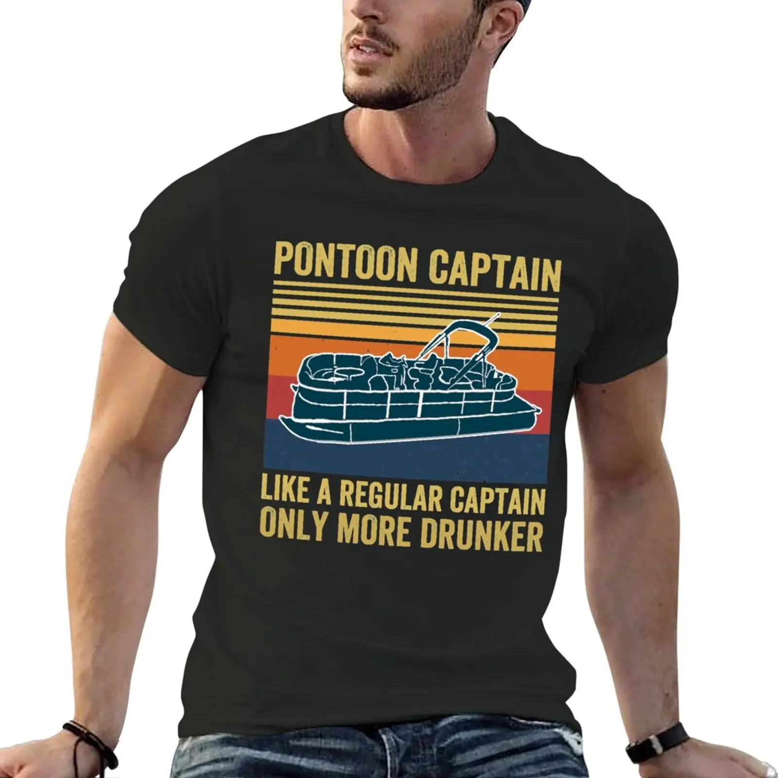 Футболка Pontoon Captain Like A Regular Only More Drunker милые топы футболки компрессионная рубашка