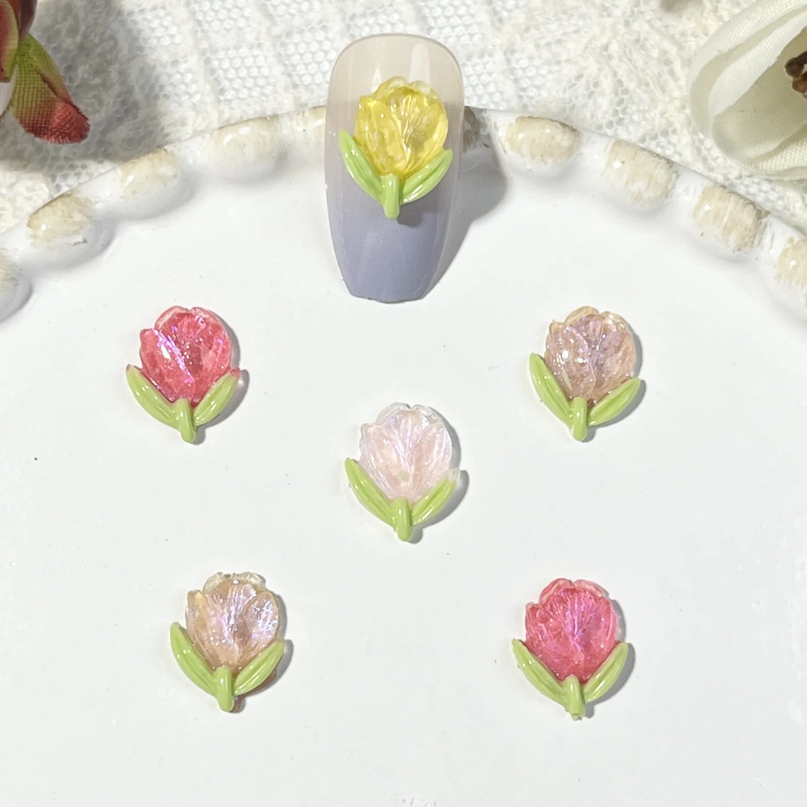 20 шт. подвески для ногтей с рисунком мини-тюльпана изготовления своими руками