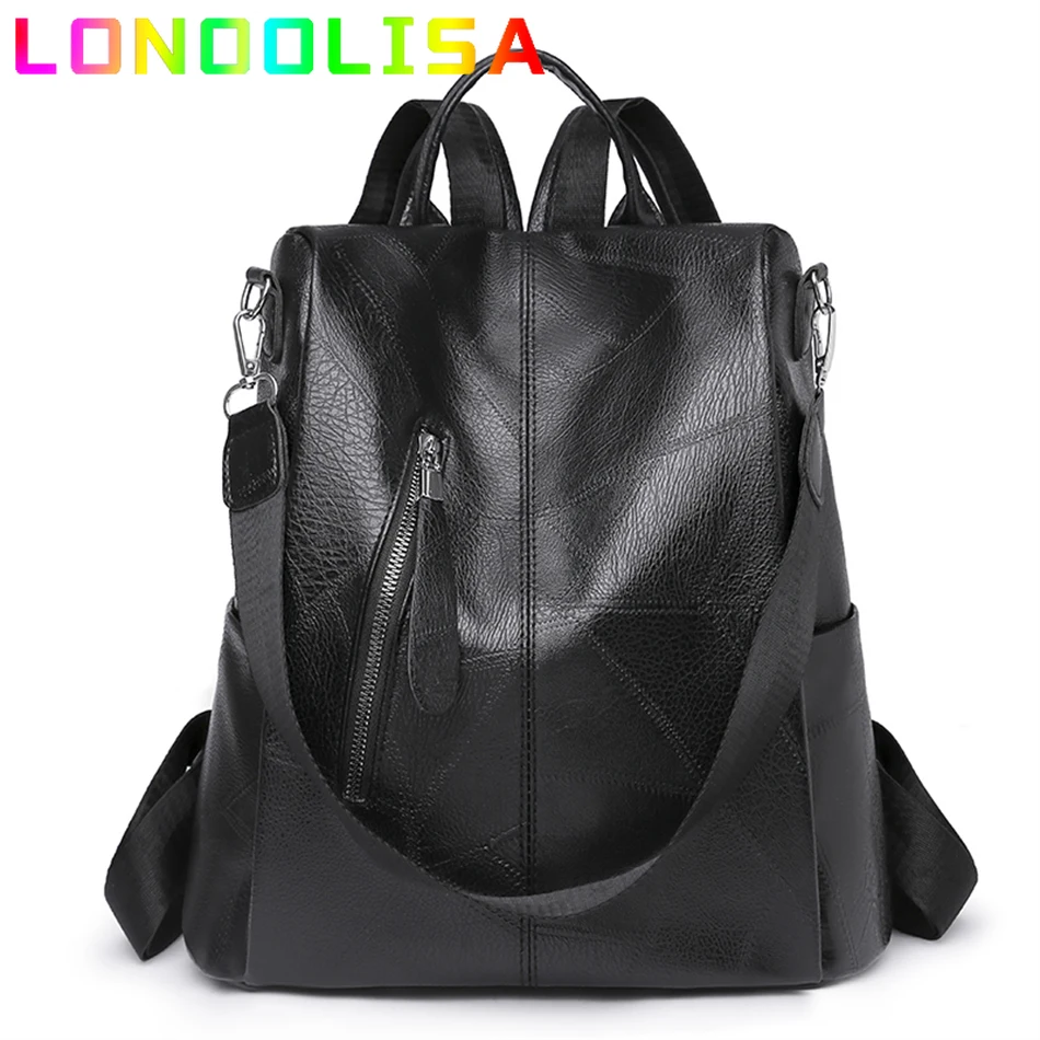 

Pu Leather Women Shoulder Bag Designer Backpack Fashion School Bags for 2022 Teenagers Girls Large Capacity Anti-theft Backpack