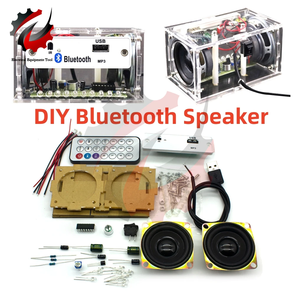 

White DIY Electronic Kit Bluetooth Speaker Electronics DIY Soldering Project Kit Teaching Practice Bluetooth Stereo Speaker