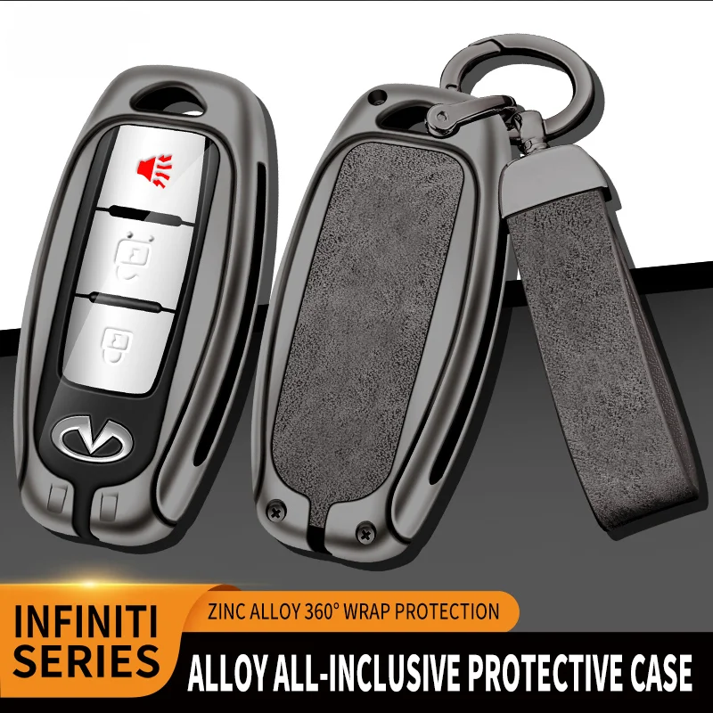 

New Alloy Car Key Case Cover Shell Fob For Infiniti QX50 QX60 Q60 Q70 2020 2021 Protector Key Holder Keychain Auto Accessories