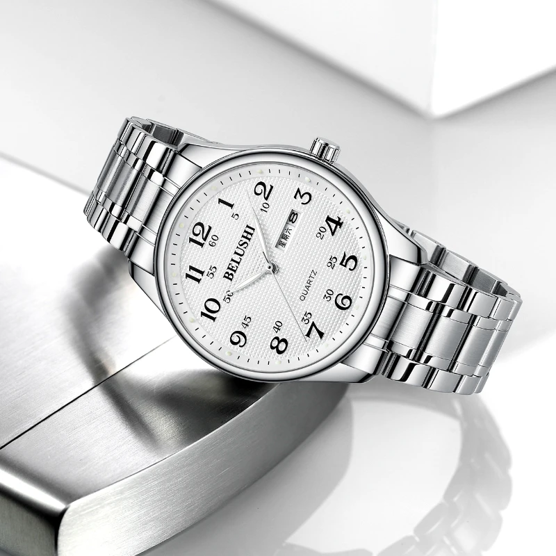 Top Luxury Brand Simple Waterproof Business Mens Watch Quartz Big Dial Full Steel Luminous Calendar Couple Watches Reloj Hombre enlarge