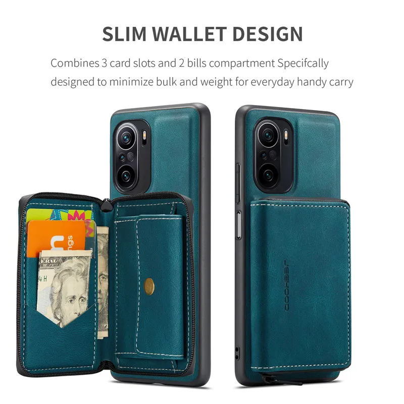 

Zipper Wallet Card Phone Case For RedMi K40 Pro Magnetic Flip Leather Back Cover For XiaoMi Poco M4 Pro F3 11T 11i 11X Bag Coque