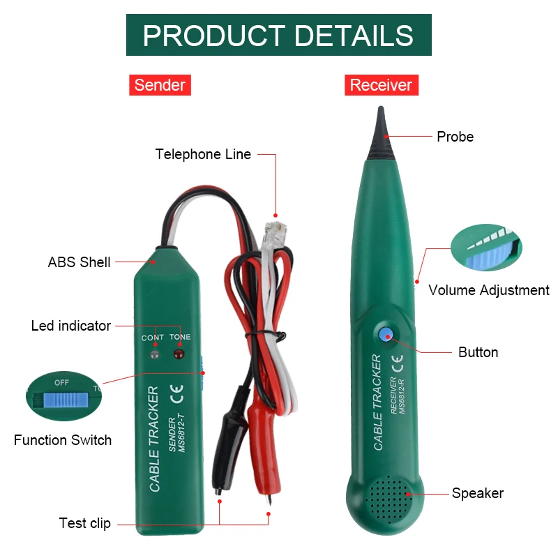 Кабельный трекер Mestek профессиональный линейный детектор LAN UTP STP прибор для