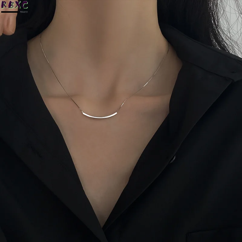 

RXBC 925 Sterling Silver smiling face Necklace female ins minority design sense 2022 new fashion light luxury collarbone chain