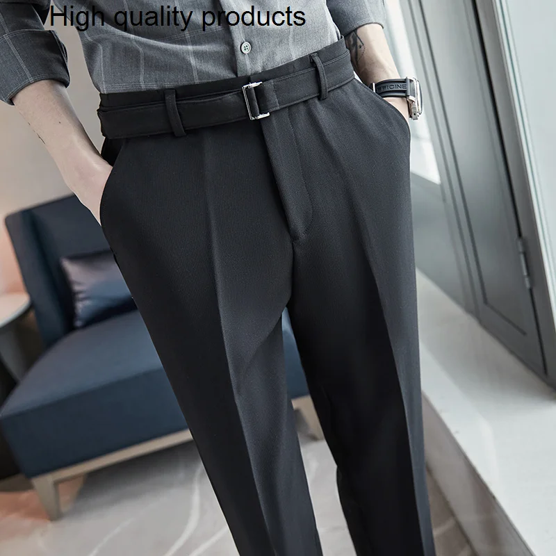 

2023 British Fashion Versatile Slim Long Pants Men's Spring Clothes Office Suit Trousers Men Luxury Casual