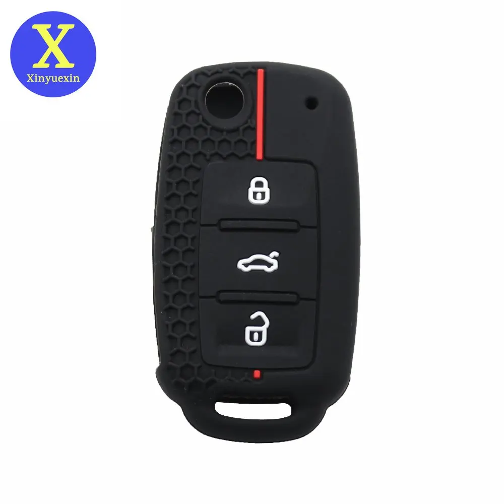 

Xinyuexin Silicone Remote Key Case for VW Golf Tiguan Polo Passat CC for SEAT for Skoda Mk6 Octavia Jetta Beetle 3 Button Cover