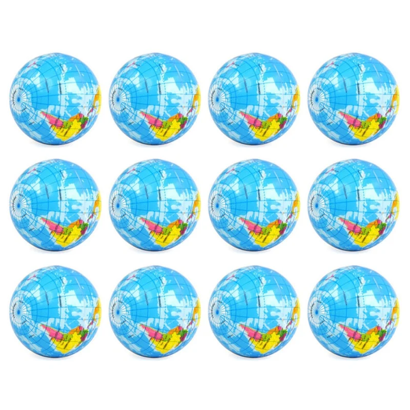 

12 PCS Globe Squeeze Balls,4 Inch Earth Stress Relief Toys Squeeze Balls Educational Stress Balls For Finger Exercise