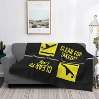 fleece clear for takeoff landing throw blanket warm flannel aviator pilot airplane blankets for bedding home couch bedspreads