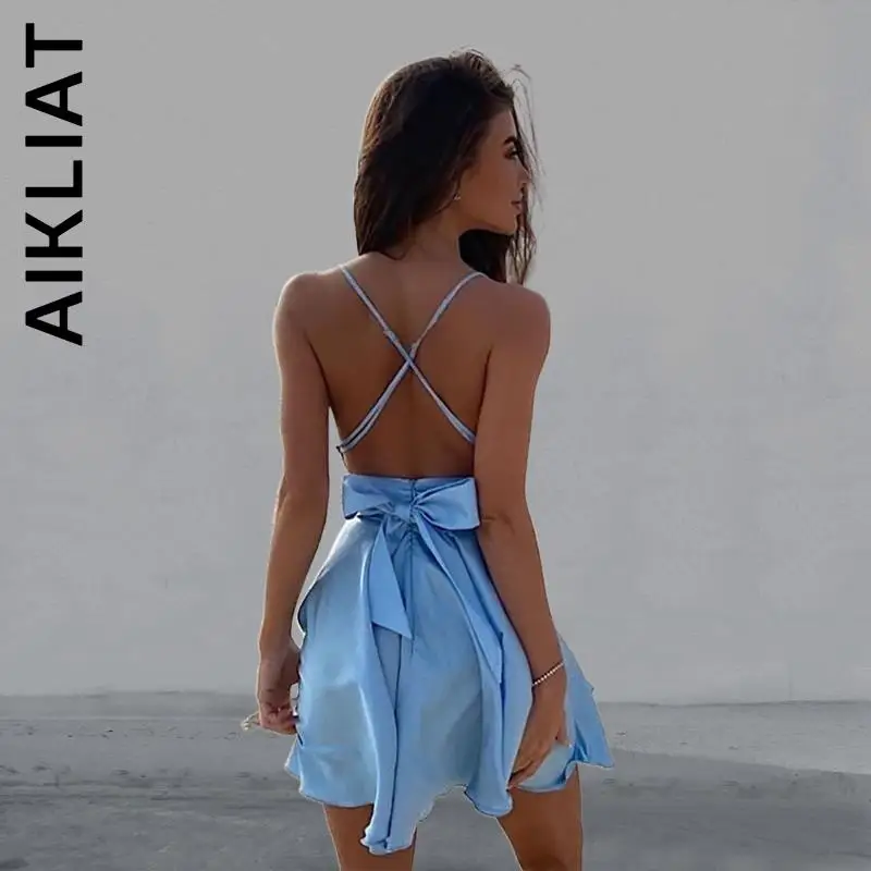 

Aikliat Dress New Women Basic Outfits All-Match Stylish Bandage Suspenders Dresses Cheap Soft Sweet Dress Girl Women Clothing