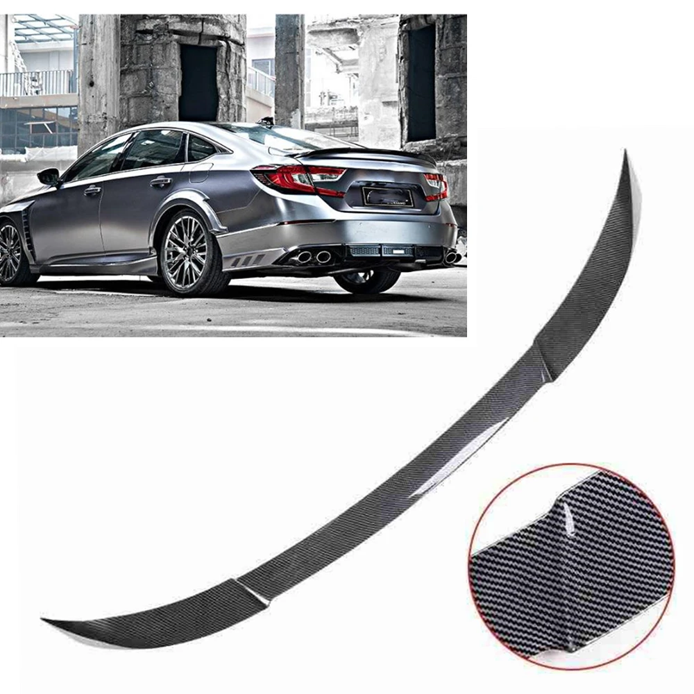 

For Honda Accord 10th Sedan 2018-2022 AKASAKA Rear Spoiler Wing JDM V Type Carbon Fiber Look Tailgate Trunk Lid Decklid Trim Lip