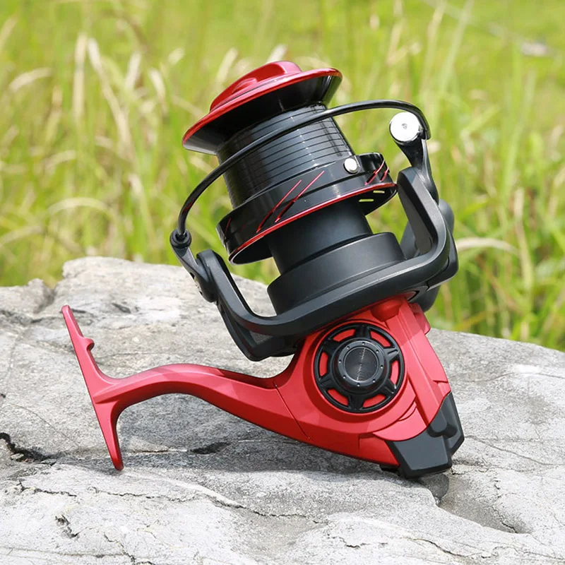 

10000/12000 Series Long Throw Fishing Reel 4+1 BB Gapless Max Drag 30kg Metal Bevel Coil Spinning reel Boat Lure Wheel