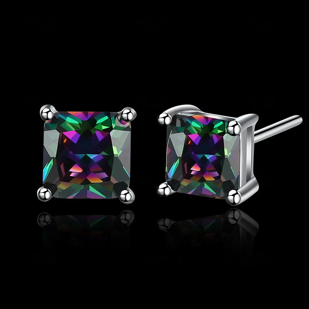 

Colorful Black Zircon Earrings Creative Korean Square Zircon Stud Earrings For Women Earing Jewelry Kolczyki Pendientes CF314