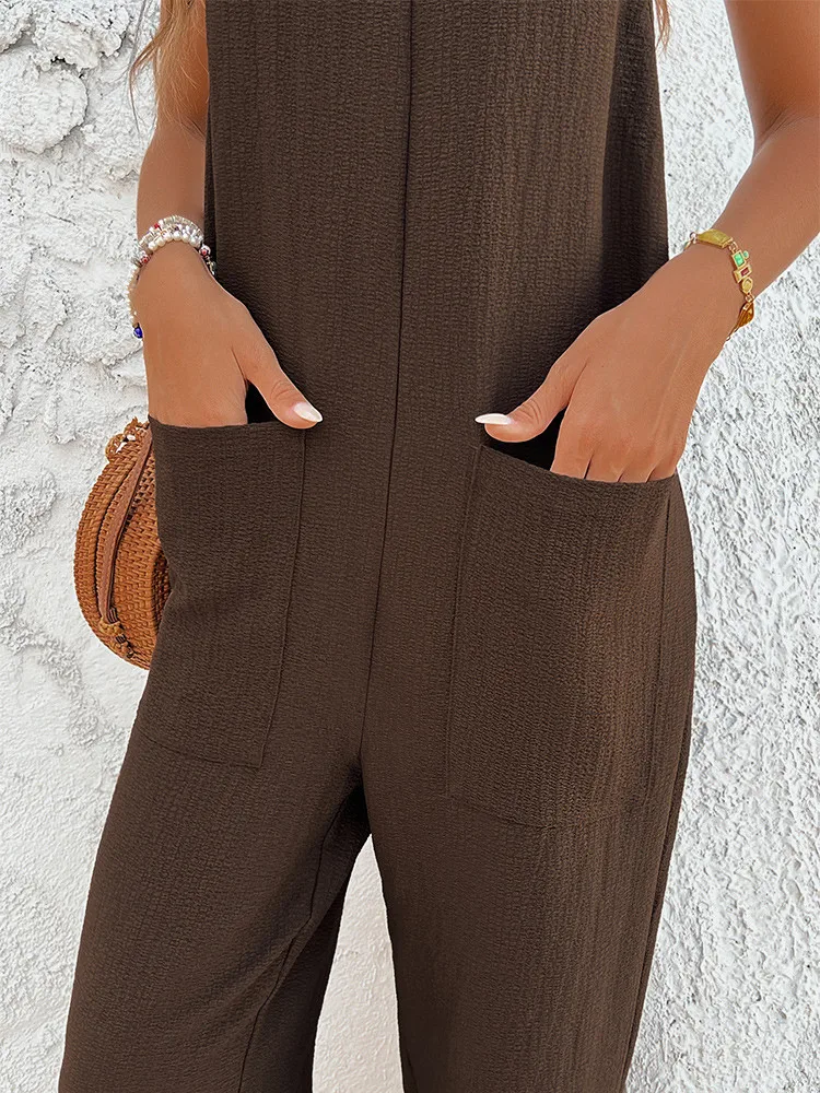 Женские модные однотонные комбинезоны с простыми бантами. Свободные широкие