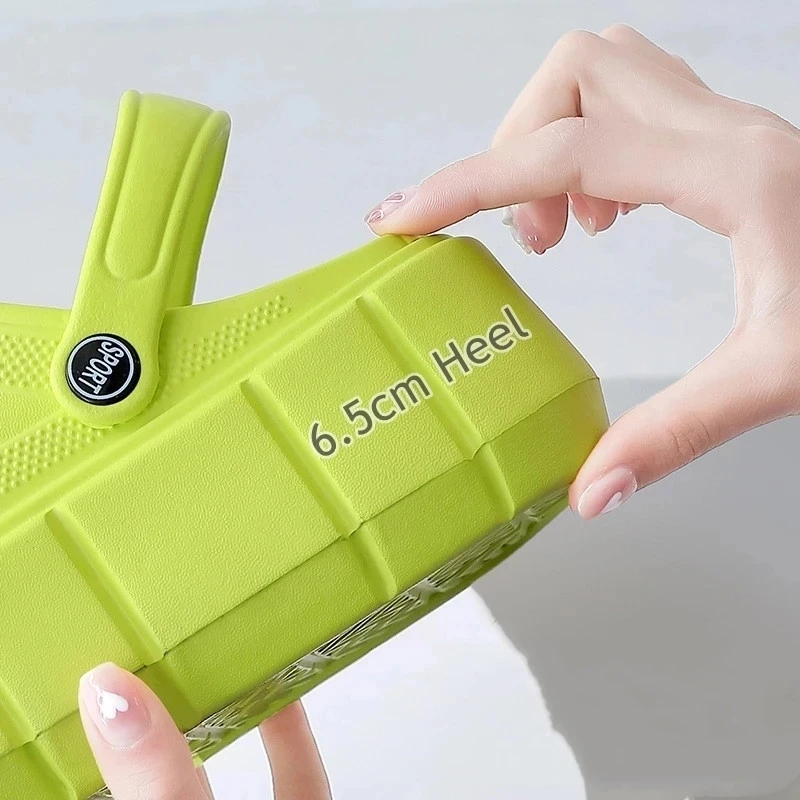 6.5 CM Platform Sliver Rhinestone Cartoon Bear Decor Vented Clogs Slides Women Shoes Outdoor Beach Sandals Summer Girls Slippers