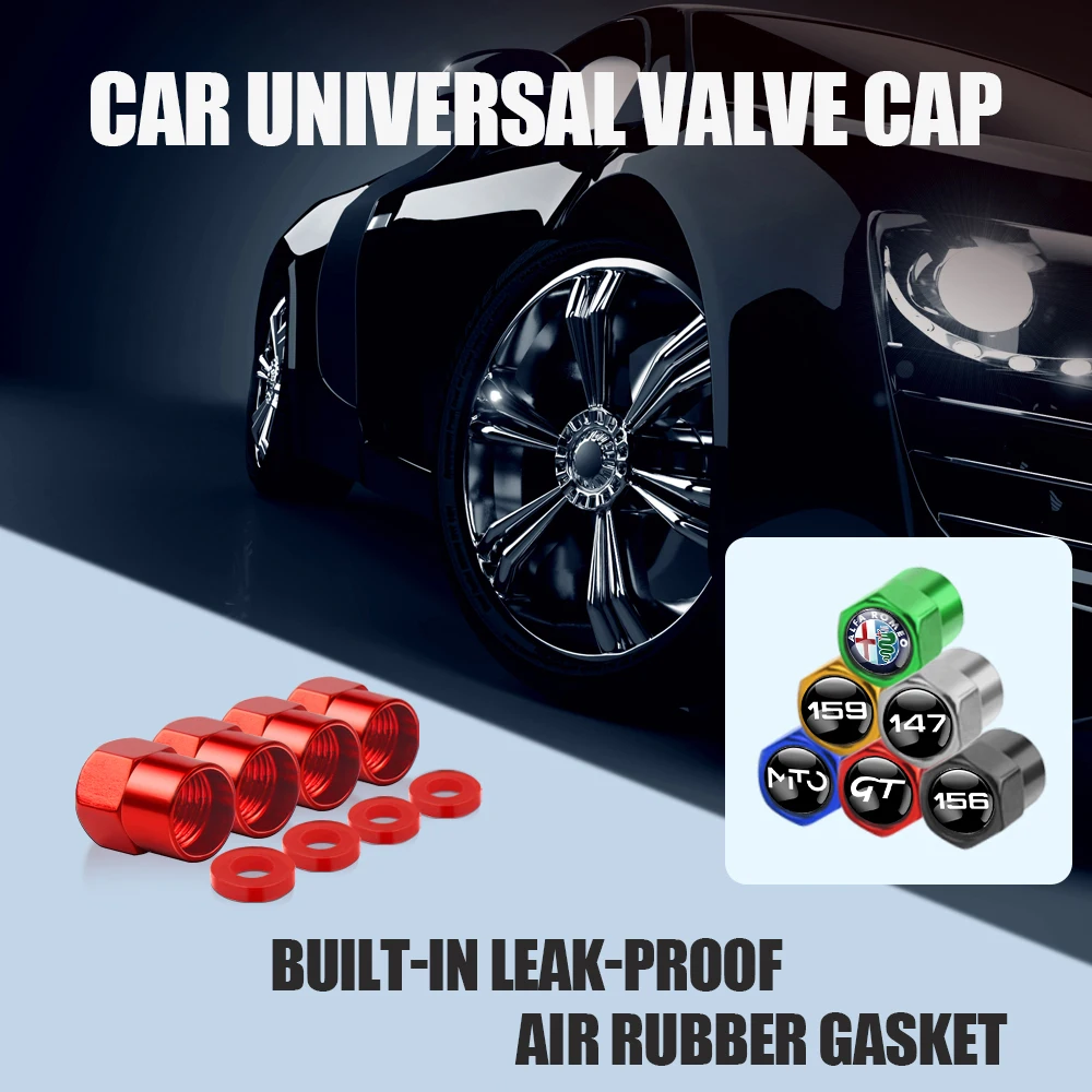 

4pcs Aluminum Car Badge Wheel Tire Valve Stem Caps For Alfa romeo 159 mito giulietta 147 156 166 GT Giulia Stelvio Sportiva 4C