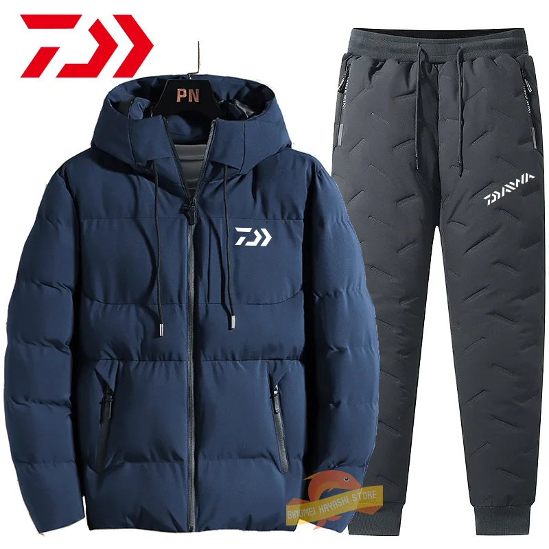 

Уличные комбинезоны для рыбалки Daiwa, Осень-зима, Мужская Утепленная теплая Повседневная спортивная одежда, новая ветрозащитная куртка с кап...