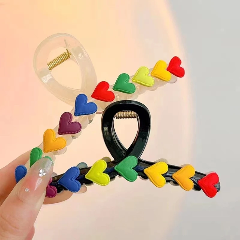 

Love Heart Large Hair Claw SharkClip NonSlip Jaw Clip Hair Clamp Women Headdress Dropshipping