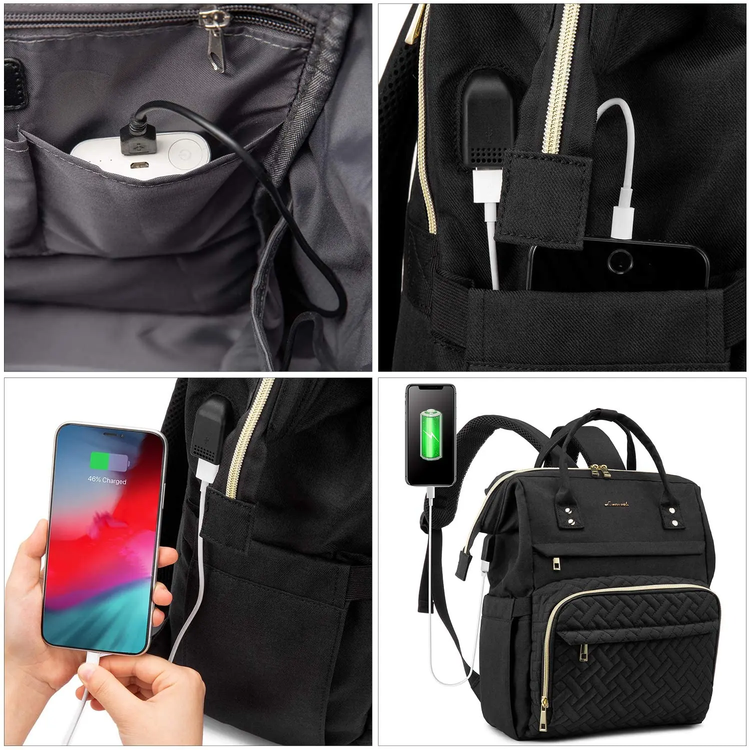 Ladies Fashion Business Computer Backpack Travel Bag Wallet Student School Bag Teacher Doctor Nurse Work Backpack with USB Port