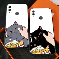 cartoon cute cat phone case for huawei honor 7a 7x 8 8x 8c 9 v9 9a 9x 9 lite 9x lite silicone cover black coque soft back