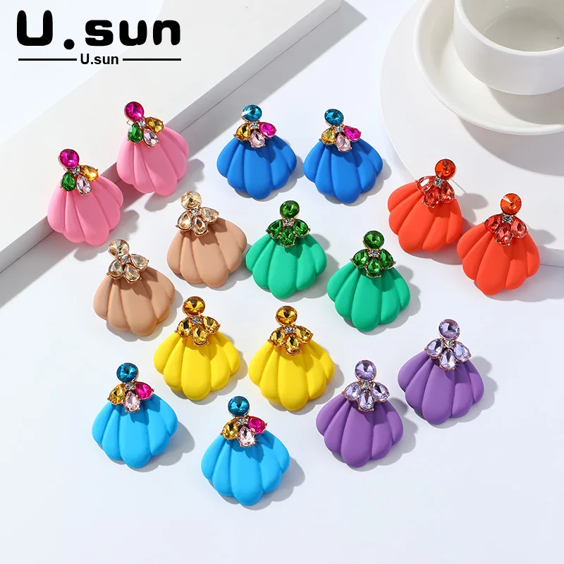 

2023 New Korean Big Crystal Resin Drop Earrings for Women Trending Long Flower Dangle Earring for Gril Ear Jewelry Gift