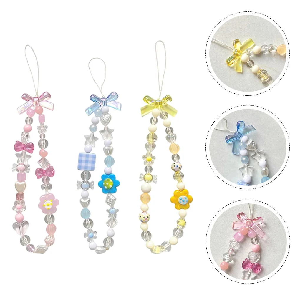 

3pcs Anti-lost Phone Strap Beaded Phone Chain Anti-lost Straps for Outdoor