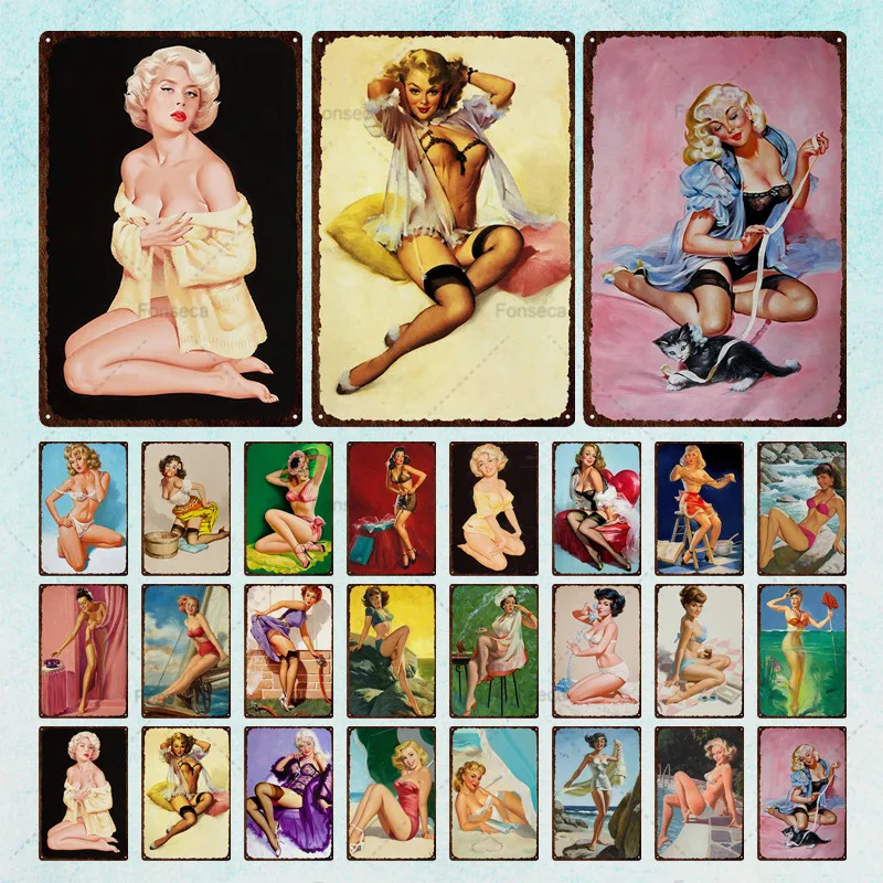 

Современный металлический знак Pinup, винтажный металлический декор таблички, Декор, жестяной знак, Постер, подарок