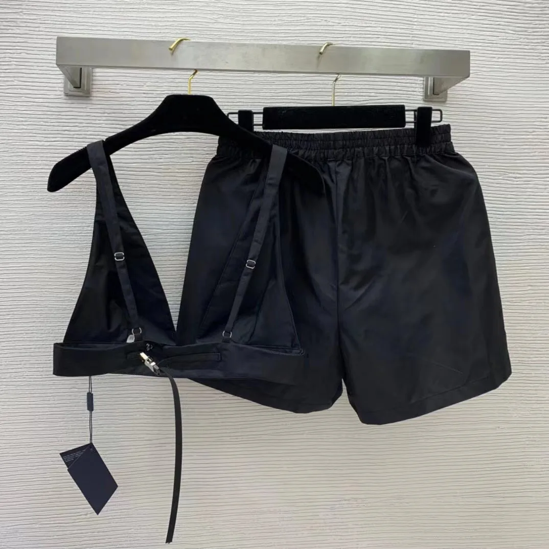 

New fashion casual nylon suit shorts 2022 summer all-match elastic high waist loose wide leg hot pants trend