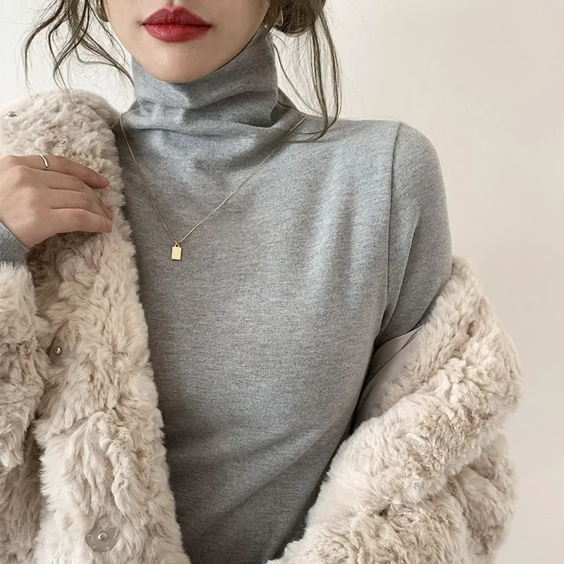 Двусторонний флисовый топ-поло/черепаха базовый слой женский утолщенный белый