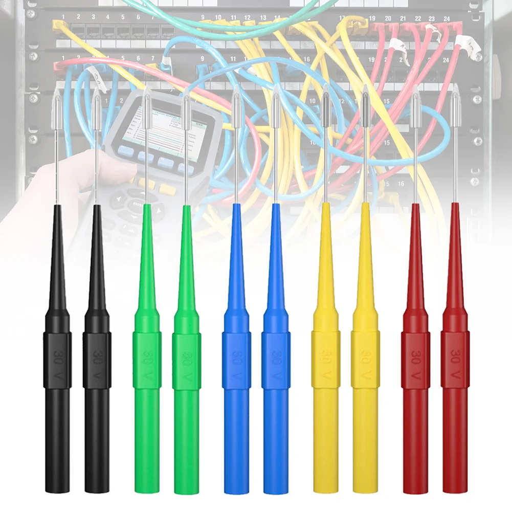 

10Pcs Multimeters Test Probe Insulation Piercing Needle Banana Plug Cable Probe For Retest Wiring Connectors Accessories