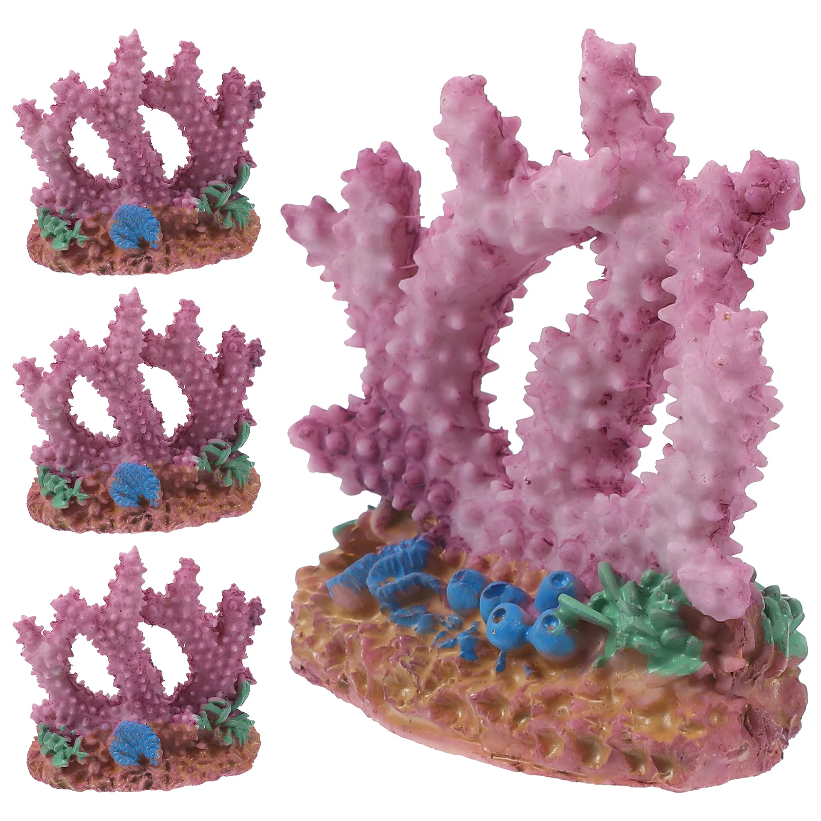 

4 Pcs Resin Coral Decoration Decors Fish Tank Plants DIY Aquarium Decorations Desktop Mini Artificial