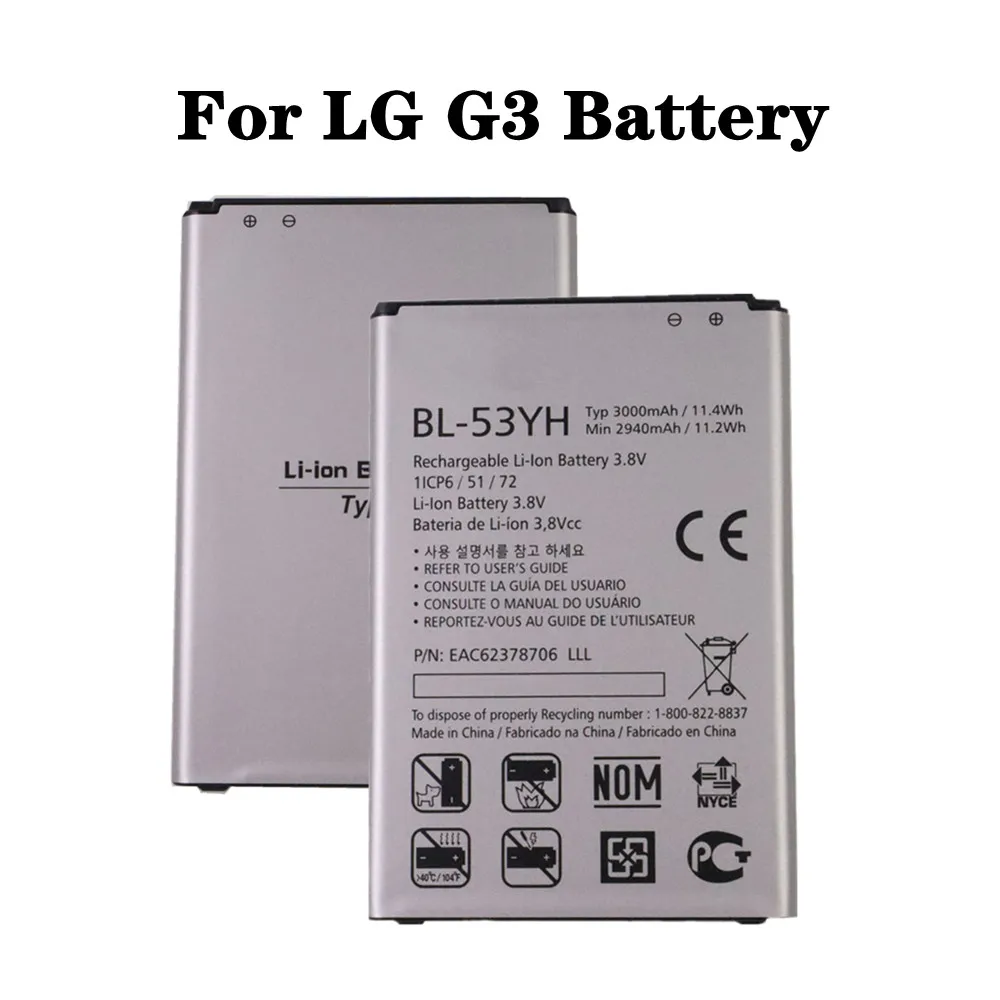 Новый BL53YH BL-53YH Аккумулятор для LG G3 VS985 D859 D858 D857 D855 D851 D850 D830 F470 F460 F400 F400L 3000mAh батарея для телефона