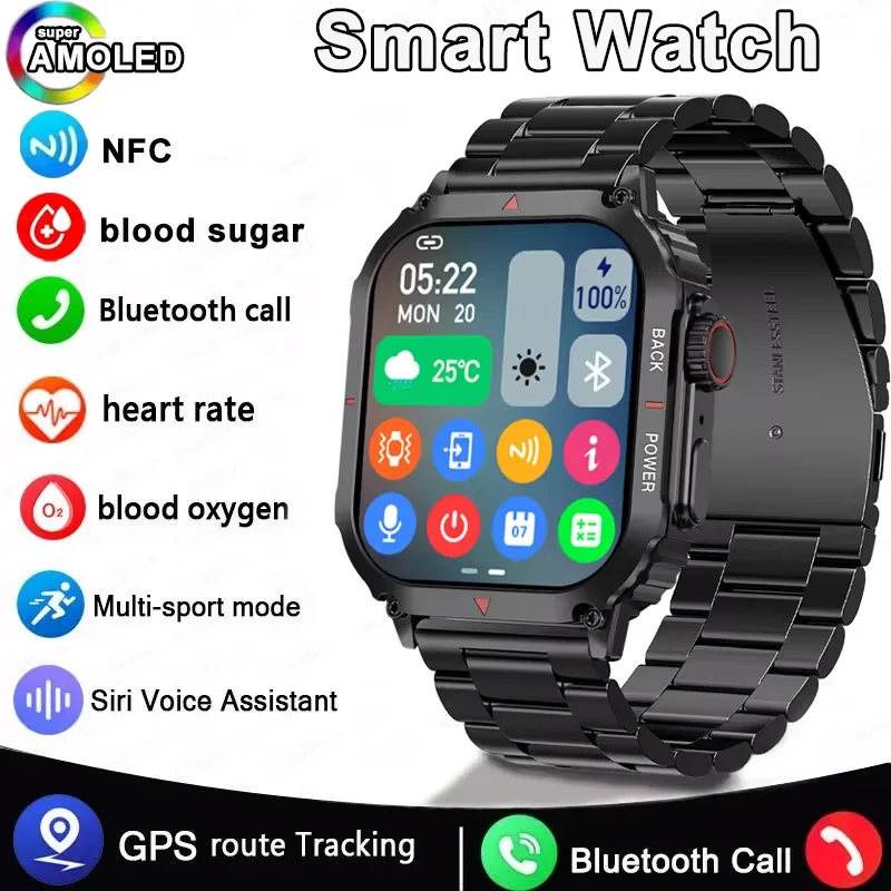Новинка 2024 спортивные умные часы с GPS и сахаром в крови мужские водонепроницаемые
