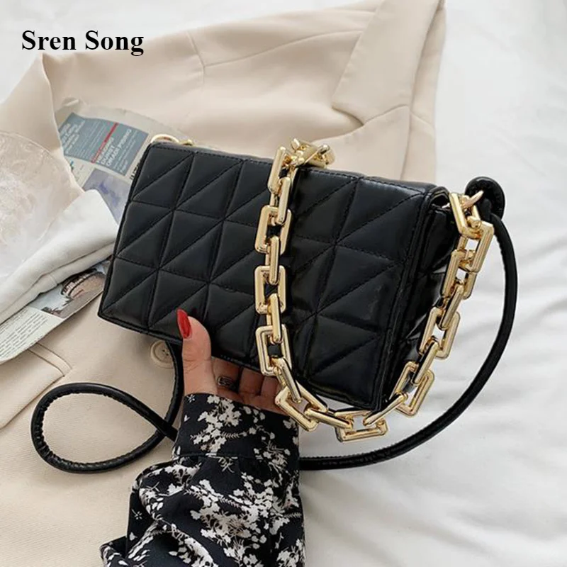 

Сумки через плечо из искусственной кожи для женщин 2021 дорожные трендовые сумки на плечо и сумочки дизайнерские сумки из плотной цепи