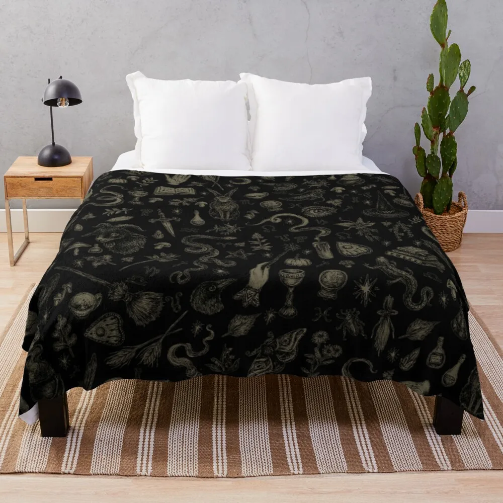 

Just Witch Things (black and beige) Throw Blanket Luxury Blanket