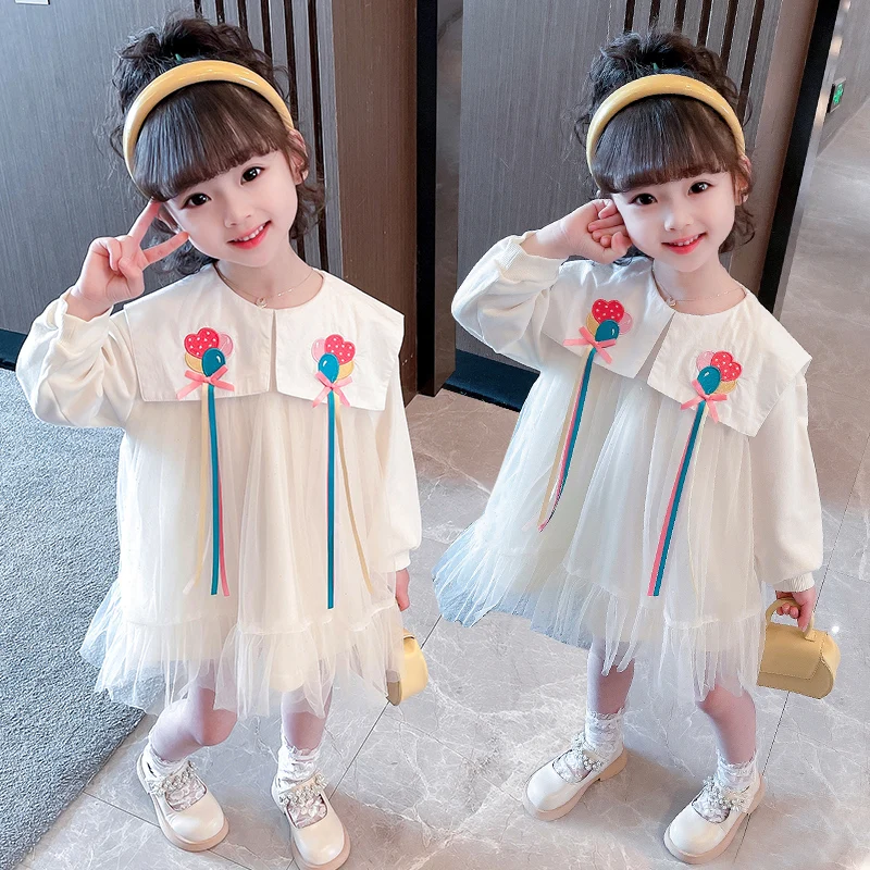 

Cute Baby Girl Dress Spring Summer Long Sleeve Kids Dresses Casual for Girls 2-10 Years Princess Children Clothes