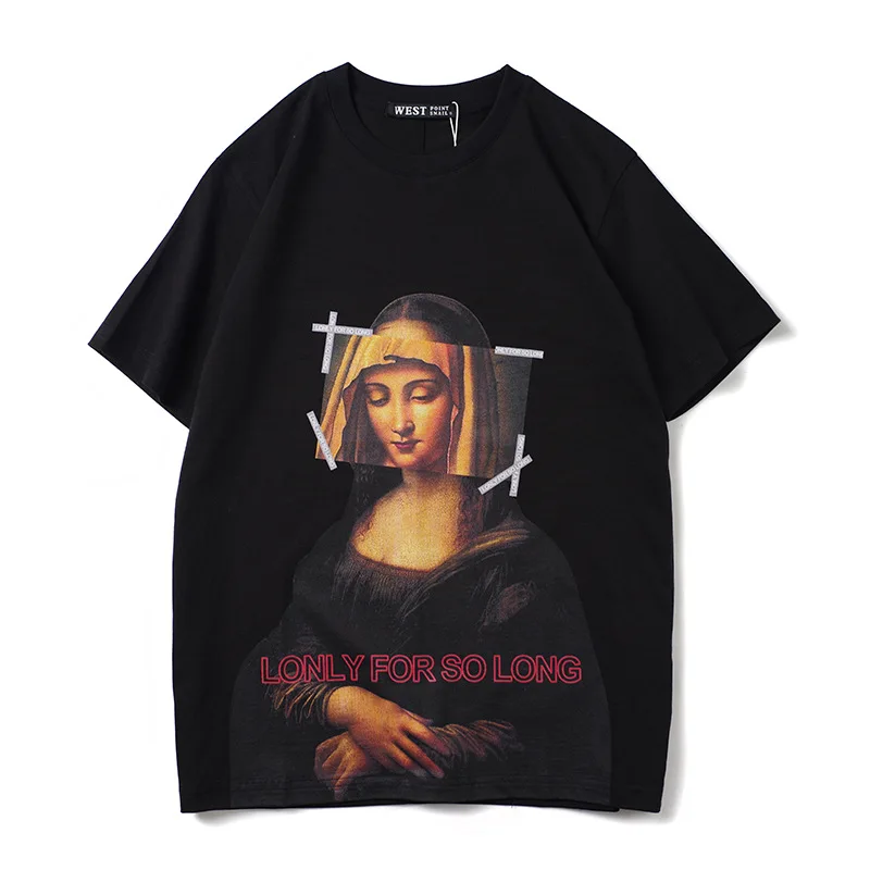 

New luxury Men Novelty Virgin Mary Mona Lisa T Shirts T-Shirt Hip Hop Skateboard Parkour Street Cotton T-Shirts Tee Top N158